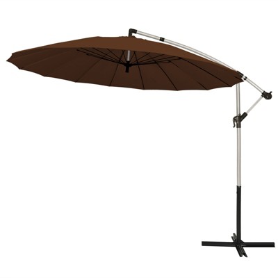 Tangkula 10 FT Patio Offset Hanging Market Umbrella Cantilever Outdoor Umbrella w/Crank & Cross Base