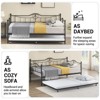Twin Daybed with Trundle, Metal Sofa Bed Frame with Backrest and Lockable Wheels, Sturdy Steel Slats, Art Headboard, for Living Room Bedroom - 4 of 4