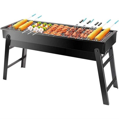 Portable Barbecue Charcoal Grill, Foldable BBQ Tabletop Smoker, Camping Barbecue Grill for Garden Backyard Party Picnic Beach
