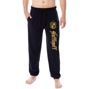 Harry Potter Men's Hogwarts House Hufflepuff Sleep Jogger Pajama Pants Black - 1 of 3