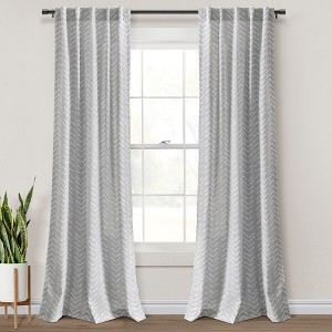 Hygge Modern Arrow Linen Look Window Curtain Panels Light Gray 40X84 Set - 1 of 4