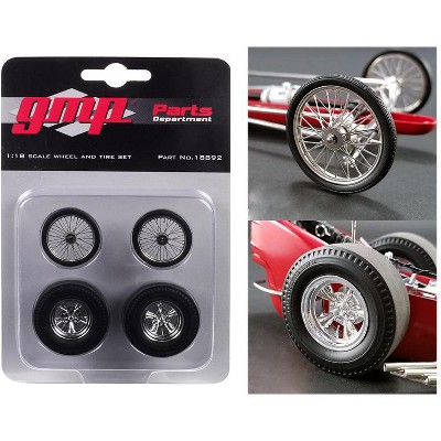 Wheels and Tires Set of 4 pieces from "Tommy Ivo’s Barnstormer" Vintage Dragster 1/18 Model by GMP