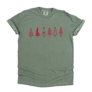 Simply Sage Market Row Of Christmas Trees Garment Dyed Tee - 1 of 4