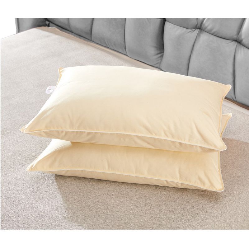 Cheer Collection Set of 2 Organic Kapok Bed Pillows with Breathable Cotton Shell - Yellow, 4 of 15
