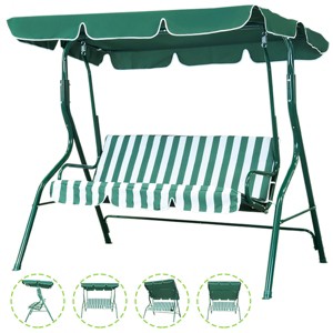 SUGIFT 3-Person Patio Swing  Chair with Cushion and Adjustable Tilt Canopy in Green - 1 of 4