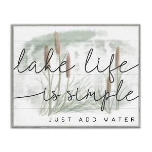 Stupell Industries Lake Life Simplicity Phrase Cattail Water Plants Framed Giclee Art - 1 of 4