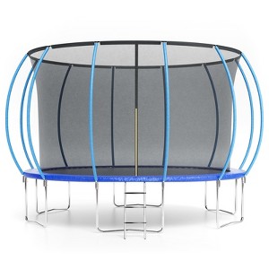 Outdoor Trampoline for Kids & Adults, Recreational Trampoline w/Ladder & Safety Net, Backyard Trampoline, 440LBS Capacity, Round Pumpkin Trampoline - 1 of 4