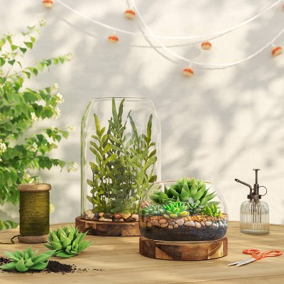Glass Terrarium Includes Wood Base Natural Wood - Threshold™