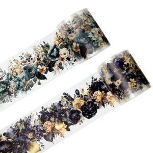 Wrapables Classic Floral PET Washi Tape for Scrapbooking, Stationery, Journaling, Diary, Card Making (Set of 2) - 1 of 4