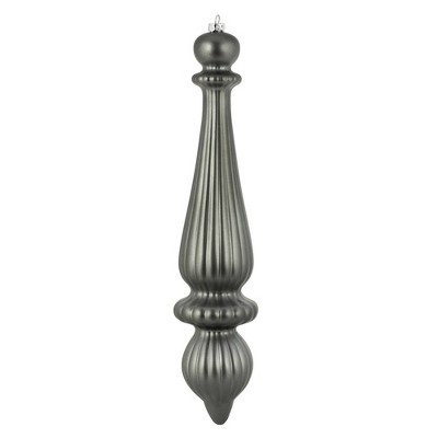 2ct Vickerman 14" Matte Finial Drop, UV Coated Ornament Set Pewter