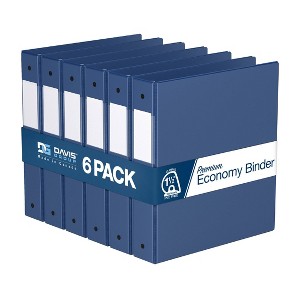 Davis Group 6pk 1.5" Premium Economy Angled D-Ring Binder Royal Blue: Polypropylene, 350 Sheet Capacity, 2 Pockets - 1 of 4