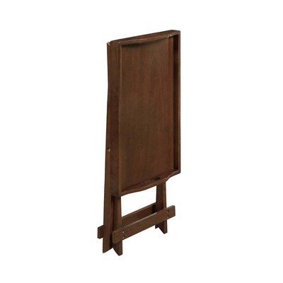 Espresso Folding Tray Table with Solid Wood Legs