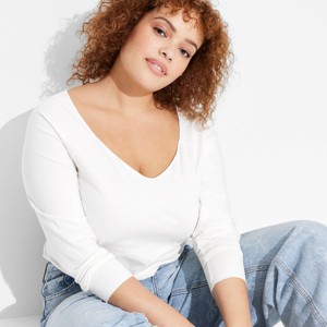 Women's Long Sleeve V-Neck T-Shirt - Wild Fable™ - 1 of 3