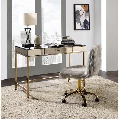 NicBex Home Office Desks 42" Desk with Storage Office Home Desks Writing Table with 1 Drawer, Metal Legs and Mirroed Desktop for Study
