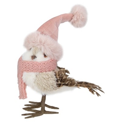 Northlight 6.25" Winter Bird in Pink Santa Hat Tabletop Christmas Decoration