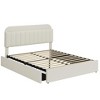 Bed Frame with Storage Headboard, Girls Bed Frame with 2 Drawers, Boucle Upholstered Platform Bed with Bookcase - 3 of 3