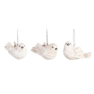 Transpac Resin White & Pewter Bird Ornament Set of 3 Christmas Home Decorations - 1 of 1