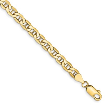 Black Bow Jewelry 4.75mm, 14k Yellow Gold, Hollow Anchor Link Chain Bracelet, 8 Inch