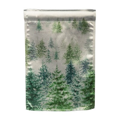 Evergreen Garden Flag Snowy Forrest Lustre Double Sided Indoor Outdoor Decor 18" x 12.5"