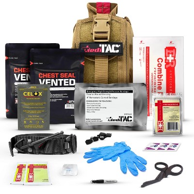 Premium Tactical Trauma IFAK Kit with Celox Hemostatic Granules, SOF Tourniquet and Pressure Bandage in Molle Pouch, Bleeding Control Kit