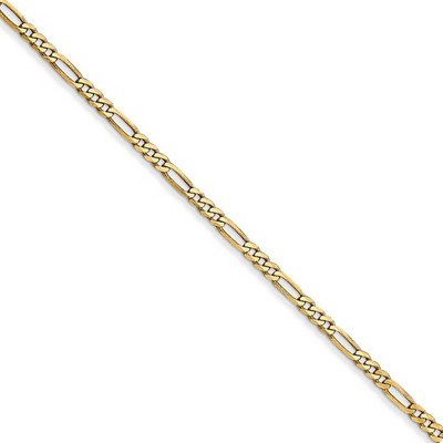 Black Bow Jewelry 1.8mm 14k Yellow Gold Flat Figaro Necklace Chain