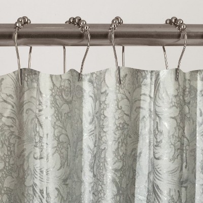 Silver Baroque 100% Cotton Shower Curtain with Liner