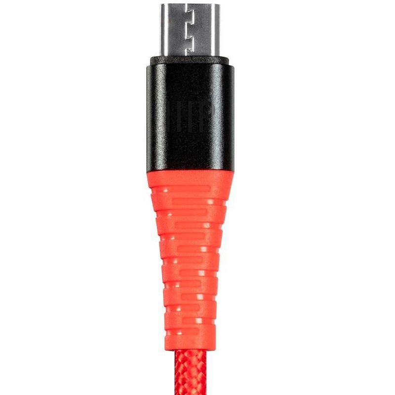 Monoprice USB 2.0 Micro B to Type A Charge & Sync Cable - 6 Feet - Red | Nylon-Braid, Durable, Kevlar-Reinforced - AtlasFlex Series, 5 of 7