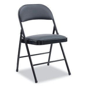 Alera Alera PU Padded Folding Chair, Supports Up to 250 lb, Black Seat, Black Back, Black Base, 4/Carton - 1 of 4