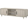 ORRD Mid-Century Modern TV Stand - Light Wood Finish Media Console with Sliding Doors & Black Handles, Tapered Legs - 2 of 4