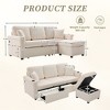 VASIP L-Shaped Sectional Sofa with Storage Ottoman,3-Seat Convertible Design with Cup Holders ,Corduroy Fabric for Living Room, Apartments,Beige - 2 of 4