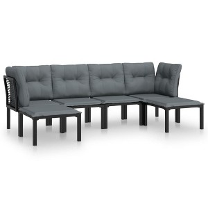 vidaXL Patio Furniture Set Sofa for Garden Lawn Black and Gray Poly Rattan - 1 of 4