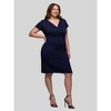 Plus Size Short Sleeve V-Neck Faux Wrap Dress - 24seven Comfort Apparel™ - 2 of 4