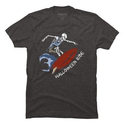 Men's Design By Humans Halloween Surfing Zombie Skeleton Funny Costume t shirt By graceandfinn T-Shirt