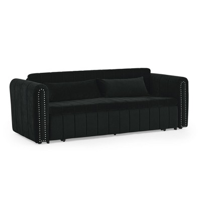 NicBex Modern Pull Out Sofa Bed Velvet Convertible Sleeper Sofa with Hidden Storage and 2 Pillows for Living Room