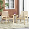 Set of 2 Acacia Wood Outdoor Club Chairs with Flat Wicker Seating and Transitional Style for Patio or Deck-Baofuwish - 2 of 4