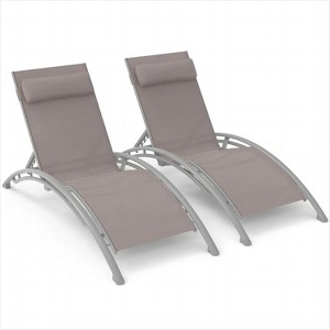 70.08'' Outdoor Chaise Lounge Set of 2 Patio Recliner Chairs with Adjustable Backrest and Removable Pillow - 1 of 4