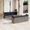 vidaXL 9 Piece Patio Sofa Set with Cushions Gray Poly Rattan - 4x Corner + Table + 4x Middle - 2 of 4
