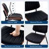 Dining Chairs Set of 2/4/6 - Mid Century Modern Upholstered Retro PU Leather Kitchen Chairs with Walnut Bentwood Back and Metal Legs, Black/White - 4 of 4
