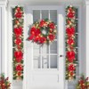 24" Christmas Wreath for Front Door,  Artificial Holiday Wreath with Red Flowers, Ribbon, Berries & Ornaments - 4 of 4
