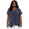 Agnes Orinda Women's Plus Size V Neck Asymmetric Short Sleeve Polka Dots Blouses - 3 of 4