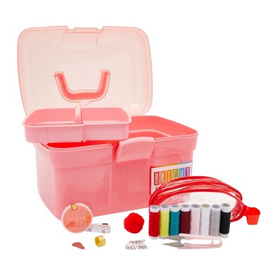 Bright Creations Crafts Storage Box Organizer with 37 Sewing Accessories, 11.8 x 8 x 7.6 In
