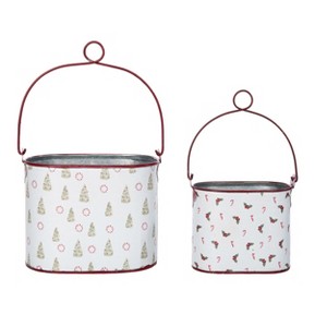 Transpac Metal Candy Cane Lane Containers Set of 2 Decorative Christmas Sculptures for Indoor Tabletop Decor - 1 of 2