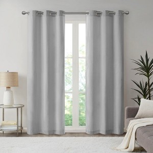 Kumasinova 84" Basket Weave Room Darkening Curtains Panel Set of 2,Grommet Top Window Curtains,OEKO-TEX Certified Kitchen Curtains for Living Room - 1 of 4