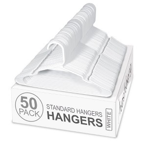 Heshberg Plastic Hangers Notched White 50 Pack - 1 of 4