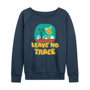 Women's - Pete the Cat - Leave No Trace Camping Lightweight French Terry Wide Neck Long Sleeve Shirt - 1 of 4