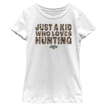 Girl's Mossy Oak Just a Kid Who Loves Hunting  T-Shirt - White - Large