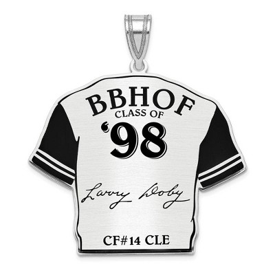 Black Bow Jewelry Sterling Silver Larry Doby Signature Enamel Jersey Pendant