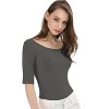 INSPIRE CHIC Women's Half Sleeves Scoop Neck Fitted Layering Soft T-Shirt - 2 of 4