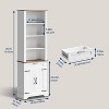 Jojoka 4-Tier Farmhouse Bookcase with Doors, Drawer & Barn Door Cabinet – Sturdy MDF Construction, Adjustable Shelves, 72" Tall,White - 2 of 4