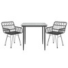 vidaXL Garden Dining Set Black Steel, Tempered Glass, Polyethylene Medium - Black 31.5" x 31.5" x 29.1" 2 - 3 of 4